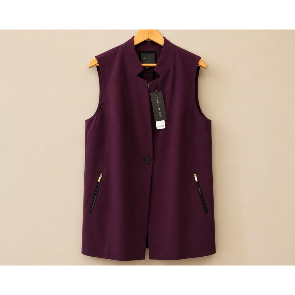 The Limited Longline Vest | Women's 1X | NWT | Plum Sleeveless Blazer Jacket